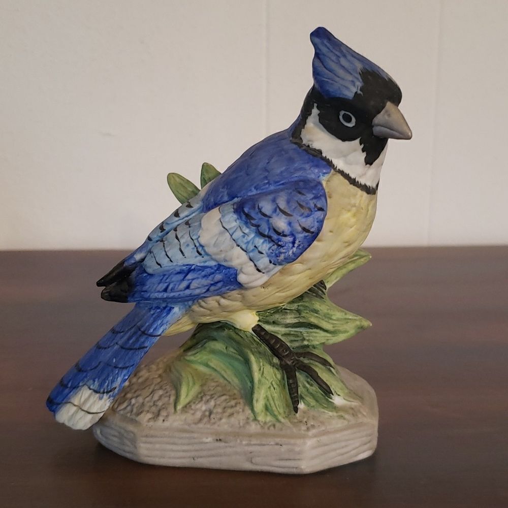 Vintage Hand Painted Bluejay Porcelain Figurine